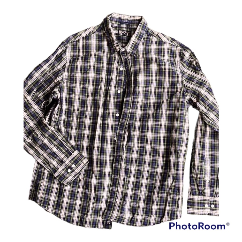 Rye by Hawker and Rye green and blue plaid XXl casual button down shirt